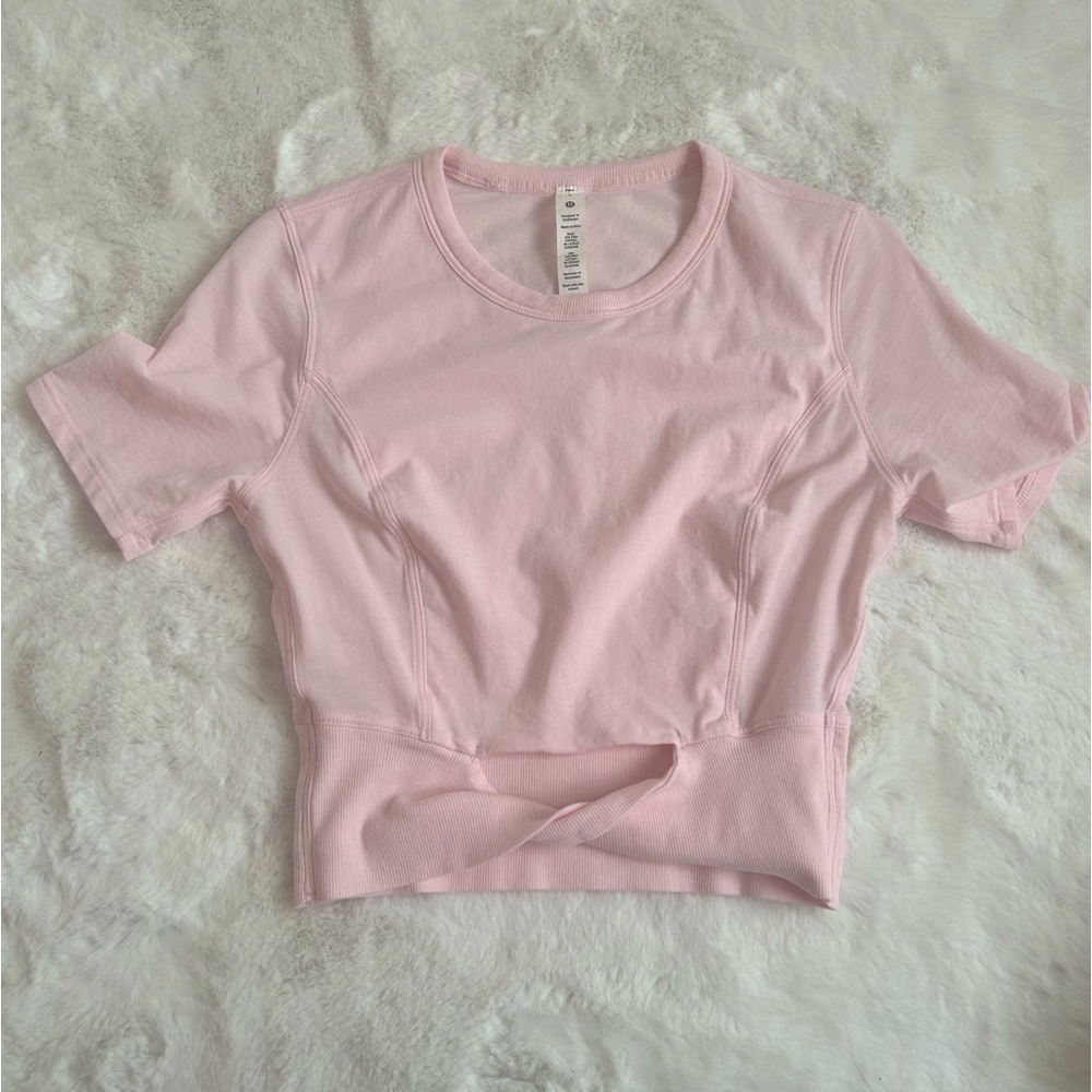 lululemon strawberry milkshake cropped cotton ribbed band tee